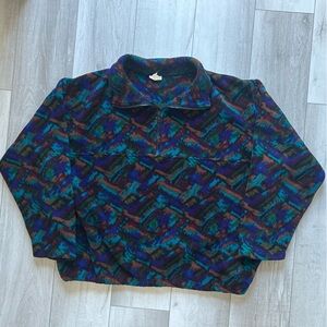 Vintage Made In Canada 90's Geometric Patterned Fleece Quarter Zip Sweater XL